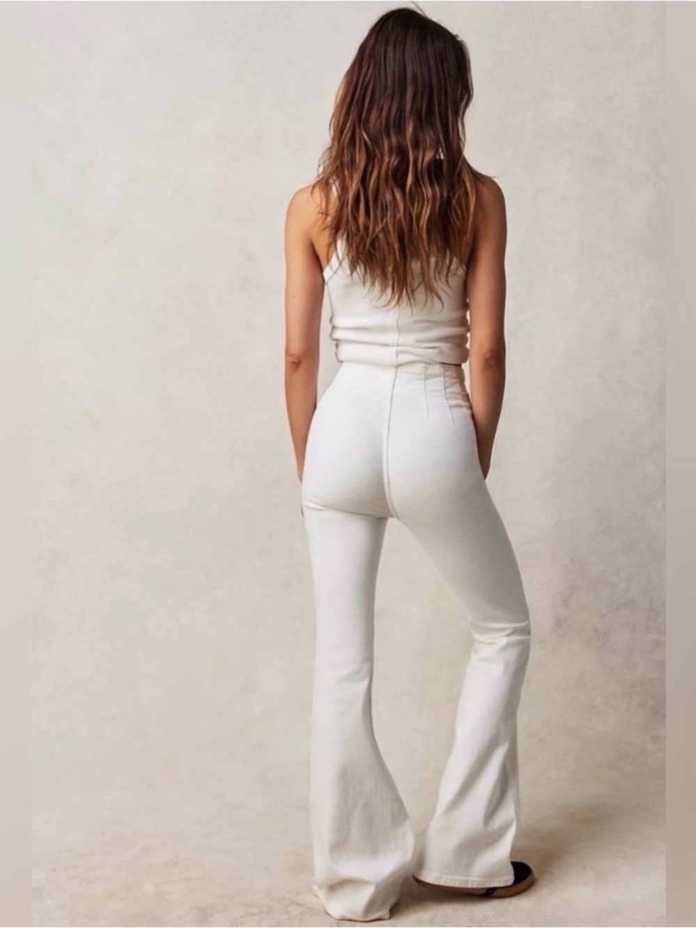 Free people jayde High-Waisted White Flared Jeans - Picture 2 of 2